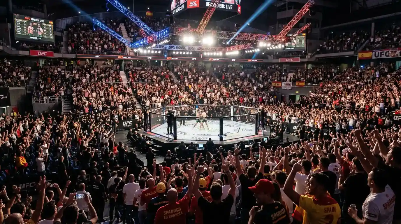Público llenando el Madrid Arena durante un evento de MMA de WOW FC en España